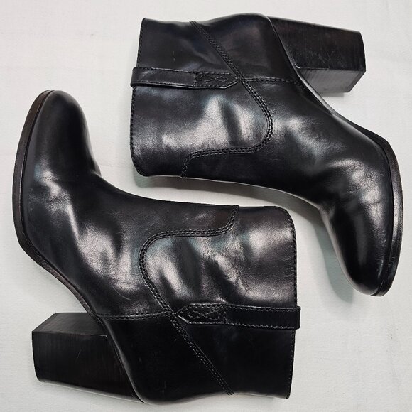 Frye Leather Ankle 3" Pull- on Heel Boot Black 3474670-BLK Women's Size 9.5M - Picture 8 of 14